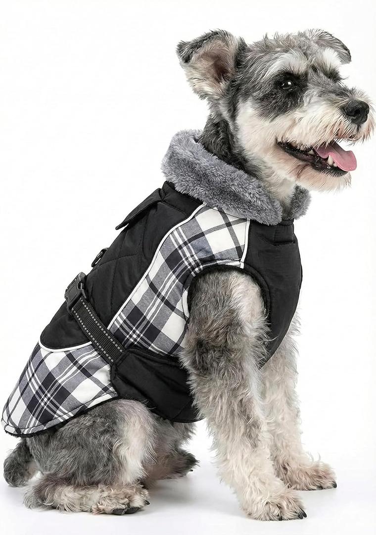 DroolingDog Dog Coats for Small Medium Dogs Winter Jacket Outdoor Stylish Clothes with Nylon Waterproof Material and 100% Polyester Fleece Lining, Black, 5XL 