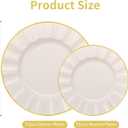 102Pcs Ivory White Plastic Plates with Gold Trim, Heavy Duty Wedding Plates, Elegant Disposable Plate Sets include 51 Dinner & 51 Dessert Plates for Party & Wedding(51 Guests)