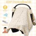 2-in-1 Baby Car Seat Cover & Canopy | Mom Nursing Cover, Easy Install Shield | Multi-Purpose for Winter Warmth & Summer Shade (Yellow Little Flower)