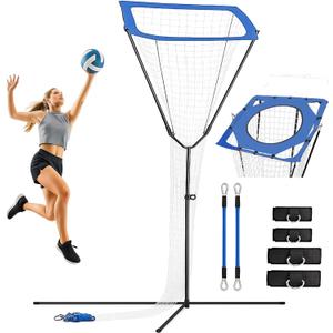 Volleyball Setter Trainer Net  Adjustable Height & Angle Training Equipment with Resistance Bands | Pro Blue Edition for Coaches, Teams & Setters