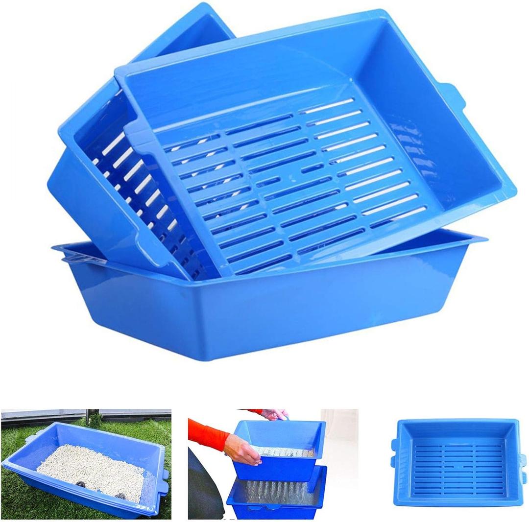 Cat Litter Box With 3 Sifting Trays - Self Cleaning, Reusable, Scoop Free, Easy to Clean Litter Pan for Cats