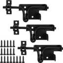 3-Pack Heavy Duty Slide Bolt Gate Latches with Padlock Hole Rustproof Iron Sliding Locks for Wooden Fence, Shed Door, Barn & Outdoor Gates (Black, 6.4 x 2.3)