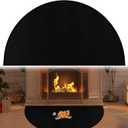 32x60Inch Black Fireplace Hearth Mat Fire Resistant,Large Half Round Fireproof Fireplace Mat Hearth Rug,Fire Pit Pad Fire Resistant Floor Covering Protector,Fireplace Flame-Resistant Pad