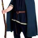 Renaissance Costume Medieval Viking Hooded Cape Halloween Vintage Cloak for Men Women (Blue)