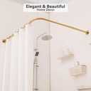L Shaped Corner Shower Curtain Rod, [23.6"-52"] x [23.6"-52"] Heavy Duty 90 Degree Adjustable Shower Pole for Bathroom, Bathtub & Outdoor with 12 Hooks & Ceiling Support - Gold