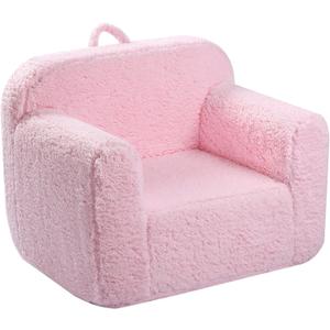 Kids Snuggly-Soft Sherpa Chair, Cuddly Toddler Foam Chair for Boys and Girls, Pink