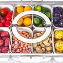 Divided Serving Tray with Lid and Handle - Snackle Box Charcuterie Container for Portable Snack Platters - Clear Organizer for Candy, Fruits, Nuts, Snacks - Perfect for Party, Entertaining (11" x 8.3" x 2.6")