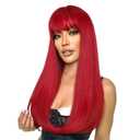 SUKRI Red Wig with Bangs Long Straight Wigs for Women Red Natural Looking Hair Synthetic Heat Resistant Womens Wig for Daily Party Cosplay Use 22 Inch
