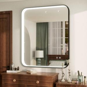30x36 Inch Black LED Bathroom Mirror with Lights, 3000K/4500K/6000K, Wall Mounted Lighted Vanity Mirrors for Bathroom, Anti-Fog, Stepless Dimmable, Memory Funtion, Horizontal/Vertical