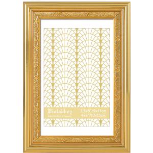 VIOLABBEY 4x6 Gold Picture Frame, Display 3.5x5 Photo with Mat or 4x6 without Mat, Ornate Vintage 4 x 6 Gold Frame for Wall Decor or Tabletop Display