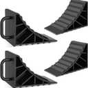 Small 4 Pack Wheel Chocks for RV Trailer, Hard Plastic Non-Slip Tire Blocks with Handles, Lightweight Anti-Roll Wheel Stoppers for Truck, Campers, Trailers, Cars and Uneven Surfaces
