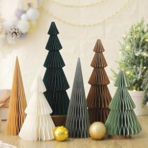 6 Pcs Blue Christmas Tree Honeycomb Centerpiece Minimalist 3D Paper Trees Centerpiece Modern Christmas Decor Rustic Reusable Table Decoration for Home Decor Xmas Gift