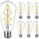OMED Dimmable E26 LED Edison Bulb 60 watt, Clear Glass 2700k Soft White Vintage Light Bulbs, Cross LED Filament Retro Edison Bulbs for Ceiling Fan, Porch,Bathroom, Farmhouse Light Bulbs 6 Pack (Pack of 6)