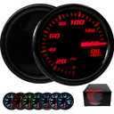 7 Color Oil Pressure Gauge 0-140 PSI Oil Press Gauge Meter 52mm 2-1/16" LED Backlight Black Oil Pressure Meter with Oil Pressure Sensor