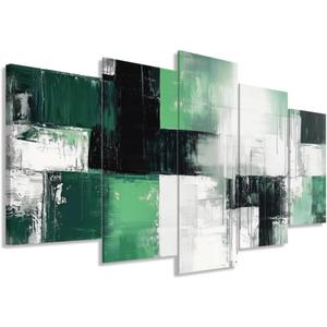 ZXHYWYM Abstract Wall Art 5 Piece Canvas Prints Black White and Gray Green Wall Decor Modern Living Room Bedroom Office Home Decor Framed (Size 2)