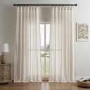 Joydeco Linen Curtains 96 Inch Length 2 Panel Sets for Living Room Bedroom, 52 inch Wide Light Filtreing Drapes with Back Tab & Rod Pockets (96" L x 52" W, Beige)