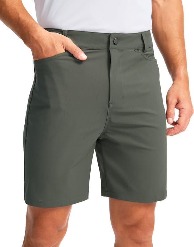 Viodia Men's Golf Shorts with Pockets 7 Inch Flat Front Slim Fit Chino Stretch Shorts for Men Summer Casual Dress, Sage Green  (38)