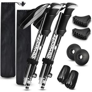 Covacure Hiking Poles Collapsible Trekking Poles - Aluminum Alloy 7075 Walking Sticks for Hiking with Telescopic & Foldable Tri-fold Design Hiking Gear for Women Men, Hiking, Camping, Climbing, 39.4"/100cm-47.2"/120cm