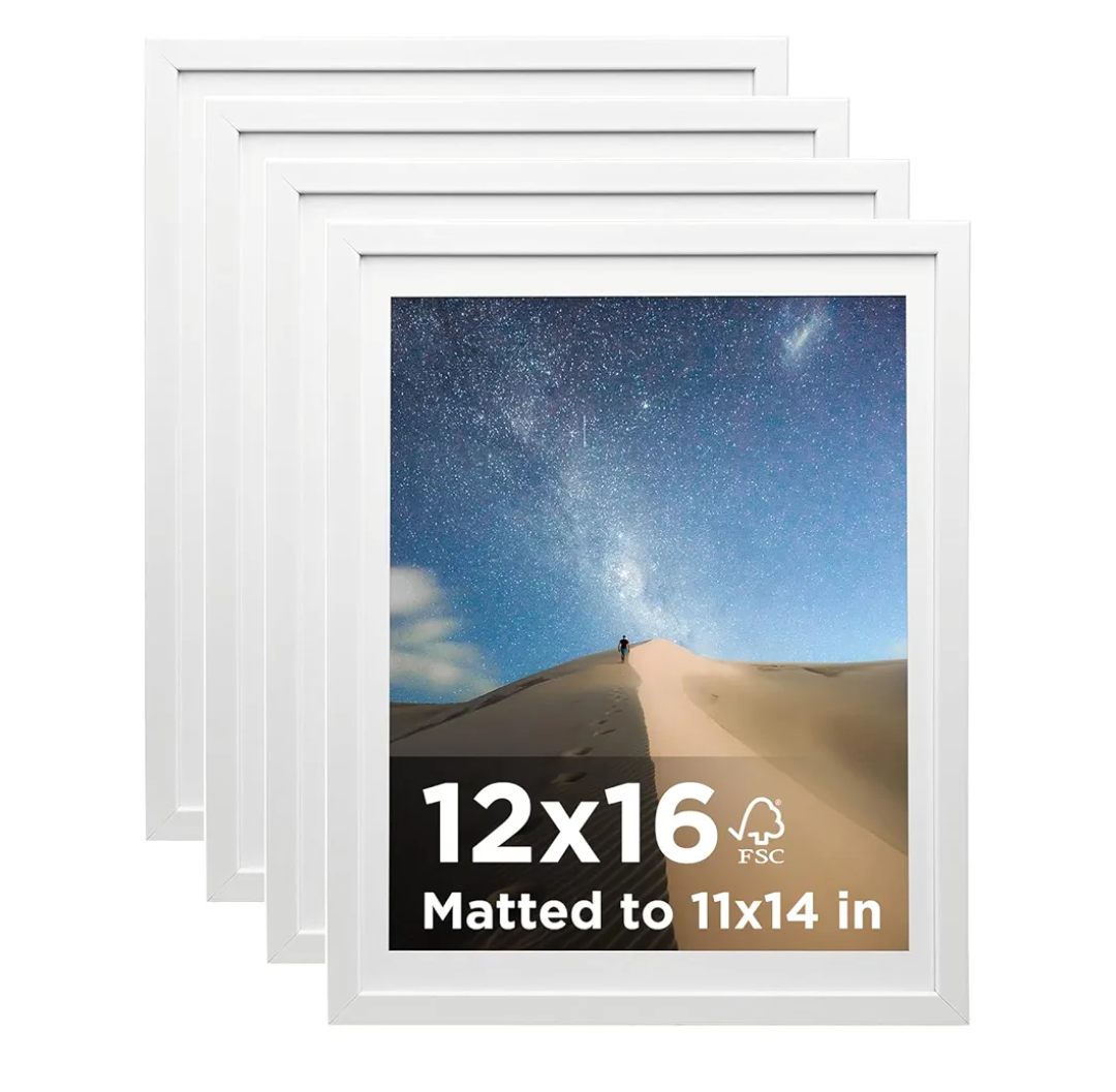 KINLINK Picture Frame White Set of 3, Wooden Photo Frames 32cmx47cm Mat for Wall Display
