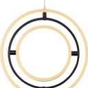 Modern LED Chandelier DIY Creative Chandelier Adjustable Hanging Round Ring 3 Ring 4000K Warm White Light Fixture for Dining Room Bedroom Kitchen Island Hall Black Gold (D = 11.8")