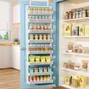 Over the Door Pantry Organizer - 8 Tier Adjustable Pantry Door Spice Organizer, Large Capacity Hanging Door Spice Rack for Kitchen Pantry Organizers and Storage (White, 17"W x 6"D x 69"H)