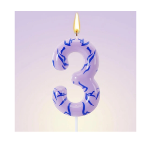 Lounsweer Number 3 Kpop Party Birthday Candles 2.4 ×1.6" Purple Number Birthday Candles with Themed Tattoo Cake Topper Candle for Kpop Theme Party Anniversary Cake Decoration Supplies Favors