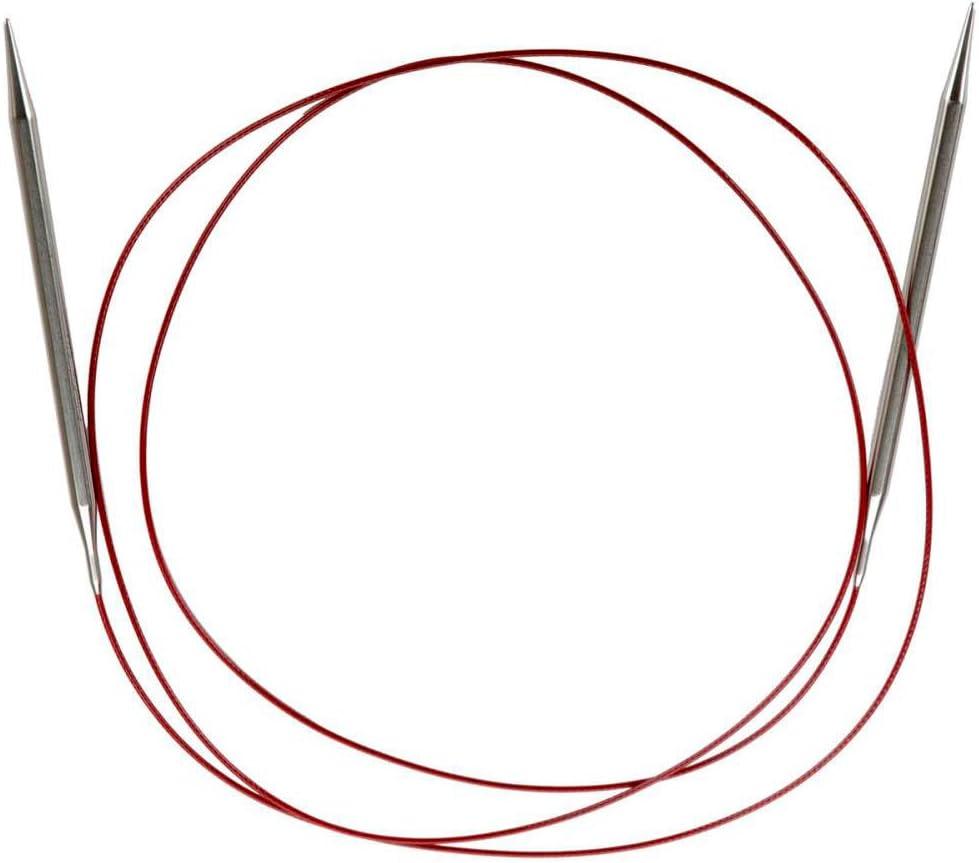 ChiaoGoo Red Lace Circular 60-inch (150cm) Stainless Steel Knitting Needle; Size US 8 (5mm) 7060-8