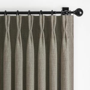 Blackout Double Layer Thick Linen Sepia Ebony Curtains 84 Inches Long for Living Room 2 Panels Set, Memory Trained Pinch Pleated Thermal Soundproof Country Viral Windows Curtain & Drapes 40"W x 84"L