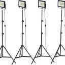 LIVOWALNY 11000 lm LED Work Lights with Stand Pack of 4, 110W Adjustable Head Tower Light with 13FT Cord, Portable IP65 Waterproof Tripod Flood Light for Job Site Workshop Garage Construction Lighting
