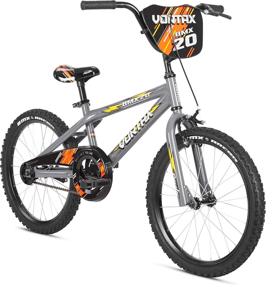 Vortax Bike, 20 Inch Bike for Kids Ages 7-13, Durable Steel BMX Frame, Adjustable Seat Grows with your Child, Removable Training Wheels, Hand and Coaster Brake, Easy Assembly, Training Bicycle