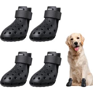 Dog Shoes for Hot Pavement Non-Slip Waterproof Dog Shoes for Medium Dogs Large Size Dogs Easy ON & Off Adjustable Easy-Clean for Beach Outdoor Black Size M: (2.5x2-2.2)(L*W)