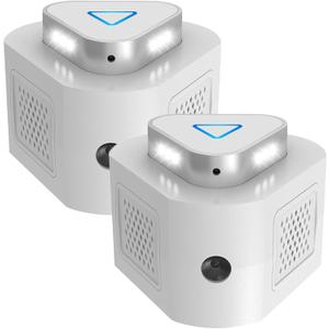 Rat Deterrent, Ultrasonic Rodent Repeller Indoor, Electronic Mouse Repellent Devices Pest Rat Mice Squirrel Deterrent with 4-Modes & 9-LED Strobe Lights for House Kitchen Garage Warehouse RV(2Pack) (White)