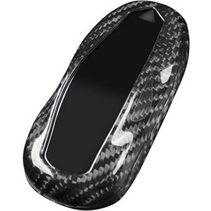T-carbon Key Fob Cover Compatible with Tesla Model 3 Model S Model Y Real Glass Fiber Key Fob Holder Compatible with Tesla Keyless Remote Control Accessories(Silver Black)