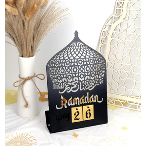 Ramadan Advent Calendar 2025 Metal DIY Countdown Calendars Eid Decorations for Home Ramadan Ornament Kids Black