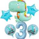 DIWULI Dinosaur Party Decorations Set - Number 3 Balloon Blue, Dinosaur Balloons Happy Birthday, Dinosaur Birthday Decorations, Dino Dinosaurios Sweet Dinosaur Decorations Foil 3rd Birthday Party