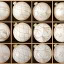 DN DECONATION Christmas Ball Ornaments Set of 12  3.14 White Glass Ball Ornaments with Gold Glitter Lines, Elegant Glass Christmas Decorations for Tree Holiday Dcor Wedding Party & Home