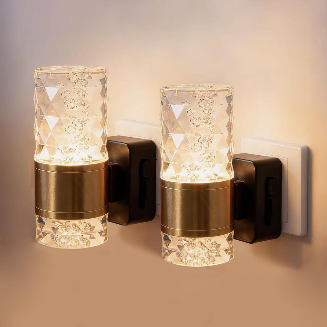 LED Night Lights Plug into Wall, 2 Pack 1W 3000K Soft Night Light, Dimmable Nightlight 0-100LM with Auto Light Sensors, Nightlights Plug in Wall for Bathroom Hallway Kids Room Stairway Dcor