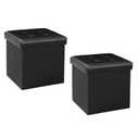 B FSOBEIIALEO Storage Ottoman Small Cube, Foot Rest Seat Faux Leather Dorm Room Ottoman Black 12.6"X12.6"X12.6" (2 Pack)