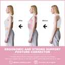 Posture Corrector for Women and Men,4 In 1 Adjustable Full Back Brace,Posture Braces Can Relieve Upper and Lower Back Pain, Shoulder Braces for Hunchback,Scoliosis, Lumbar Spine, Spine Medium Pink
