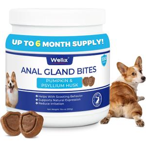 Wellix Anal Gland Chews for Dogs, Chicken Flavor Dog Gland Supplement | Rich in Pumpkin & Dietary Fiber | Support Stool Quality | Rich in Dog Probiotics for Digestive & Gut Health | 19.04 oz