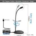 USB Microphone, 360 Degree Adjustable Gooseneck Design, Mute Button & LED Indicator, Noise-Canceling Technology, Plug & Play, Compatible with Windows & MacOS
