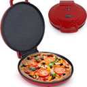 Courant Pizza Maker 12 inch Pizzas Machine, Newly improved Cool-touch Handle Non-Stick plates Pizza oven & CalzoneMaker, Electric Countertop Oven for Home or School, 12 Indoor Grill/Griddle, Red