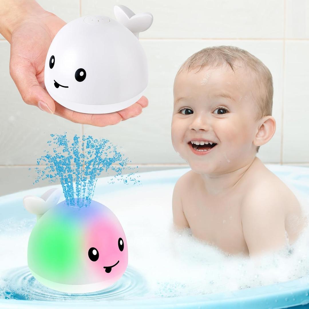 Gigilli Baby Bath Toys, Bath Toys for Kids Ages 1-3, 1 2 3 Year Boy Girl, Easter Basket Stuffers Baby 6-12-18 Months, Light Up Whale Bath Toy Sprinkler Toddler Birthday Bathtub Fountain Pool Water Toy