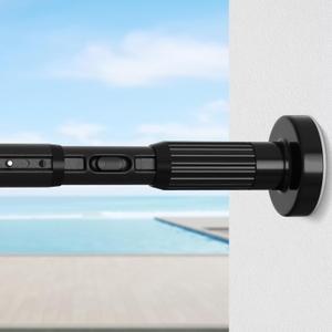 Tension Curtain Rod 41-118" Heavy Duty No Drilling Adjustable Black, 1.26" | Corrosion-Resistant, Fits Windows & Patio Doors & Bathroom, Secure Non-Slip Hold