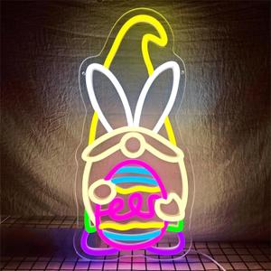 Easter Gnomes Neon Sign Easter Neon Sign for Wall Decor Dimmable Gnomes Led Sign Easter Neon Light Sign Easter Gnomes Decorations for Home Easter Party Gifts Bedroom Holiday