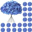 Hydrangea Artificial Flowers, 20 Pcs Royal Blue Hydrangea Artificial Flowers Bulk, Faux Hydrangea Flowers for Outdoor, Fake Silk Hydrangea Flowers with Stems for Wedding Decoration Decor