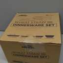 Grow Forward 16-piece Premium Wheat Straw Dinnerware Sets for 4 - Unbreakable Dishwasher & Microwave Safe Plastic Plates and Bowls Sets - Patio, Outdoors, RV, Camping Dishes - Sahara