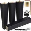 Premium Black Square Furniture Legs (Full Install Kit) - Pick Your Size and Color (12 Inches)