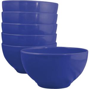 Reston Lloyd Calypso Basics 100% Melamine Cereal Bowls Set of 6,16 oz, BPA Free, Break-Resistant, Dishwasher Safe, Lightweight Plastic Bowls for Cereal, Soup, Ice Cream, Picnics, Indigo (2 cups)