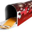 Christmas Mailbox Covers Red Glitter Snowflake Ball Magnetic Letter Post Box Cover Standard Size 25.5 x 21 Inch Garden Yard Home Decorative